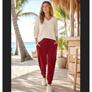 Tommy Bahama Chenille Jogger Island Soft XL Red Pockets Sea Light Coastal FLAW